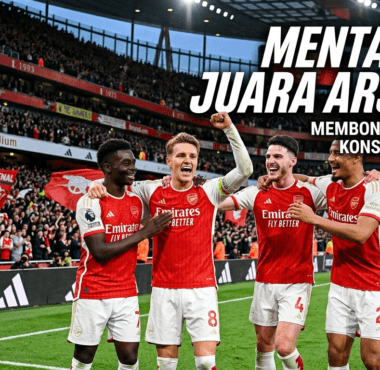 Para pemain Arsenal menunjukkan ekspresi fokus dan ketenangan penuh determinasi di lapangan Emirates Stadium saat menghadapi tekanan pertandingan.