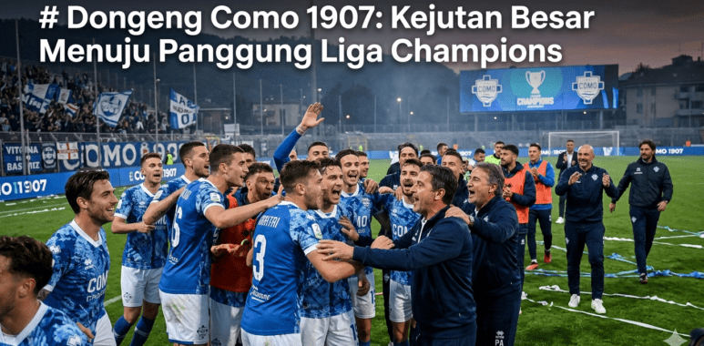 Skuad dan manajemen Como 1907 merayakan kemenangan emosional di lapangan dengan sukacita