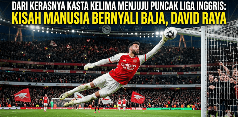 David Raya melakukan penyelamatan gemilang di bawah mistar gawang dengan seragam Arsenal.