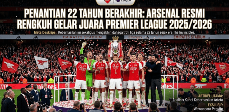 Sorak-sorai kegembiraan para pemain Arsenal saat mengangkat trofi juara Premier League di atas panggung di hadapan ribuan suporter setia