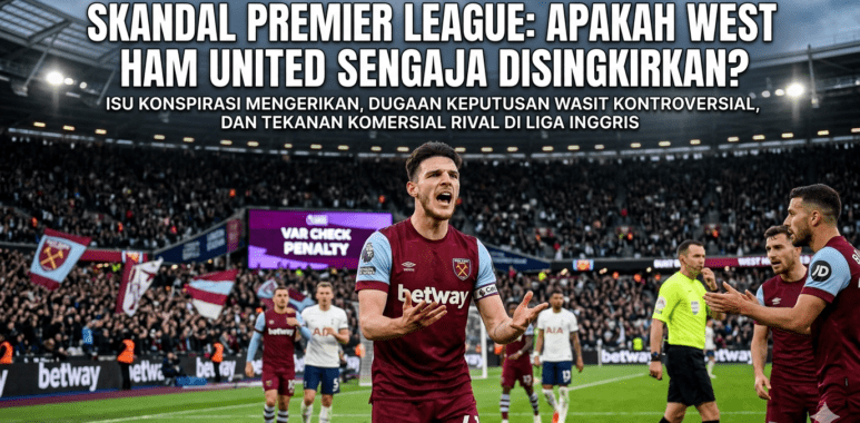 Reaksi pemain West Ham United di lapangan setelah keputusan wasit yang kontroversial dalam pertandingan Premier League.