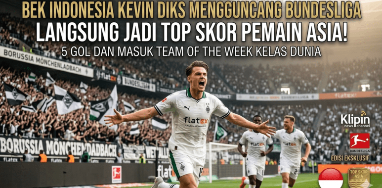 Potret Kevin Diks saat merayakan gol indahnya di pertandingan pamungkas Bundesliga bersama rekan-rekan setimnya di Borussia Mönchengladbach