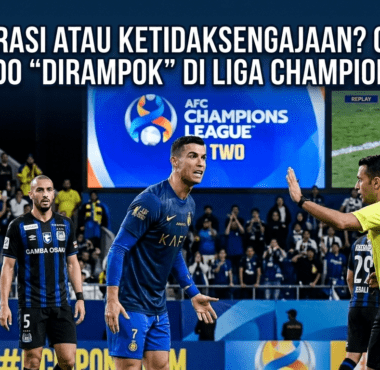 Ekspresi kecewa Cristiano Ronaldo di tengah lapangan setelah keputusan wasit yang kontroversial merugikan timnya dalam laga Asia.