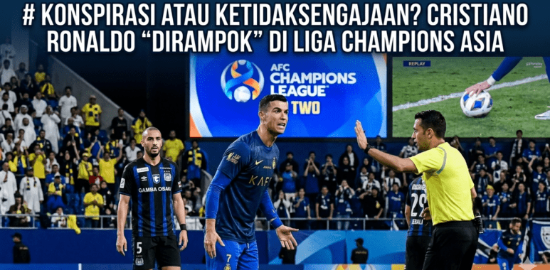 Ekspresi kecewa Cristiano Ronaldo di tengah lapangan setelah keputusan wasit yang kontroversial merugikan timnya dalam laga Asia.
