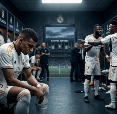 Ekspresi lesu pemain Real Madrid di lapangan sebagai simbol krisis internal dan penurunan performa tim