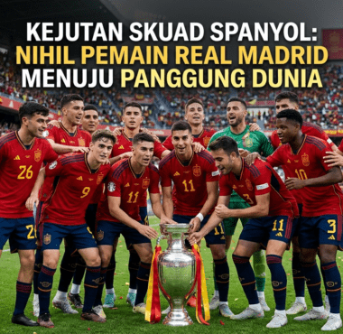 Skuad Timnas Spanyol merayakan kemenangan dengan trofi, menunjukkan era baru regenerasi pemain muda