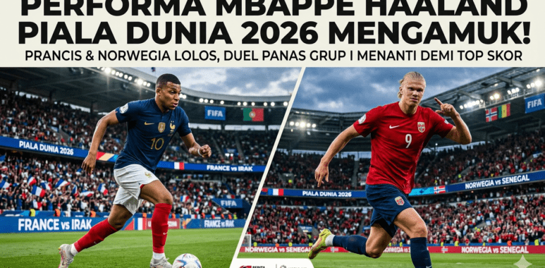Duel sengit Kylian Mbappe dan Erling Haaland saat membela negara masing-masing di fase grup Piala Dunia 2026