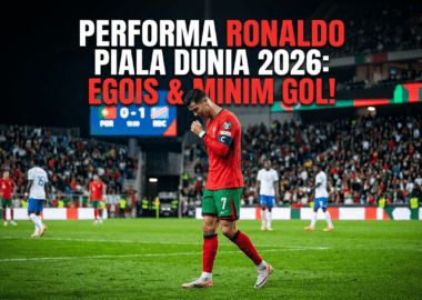 Cristiano Ronaldo tertunduk lesu di lapangan setelah gagal mencetak gol untuk Portugal di laga pembuka Piala Dunia 2026