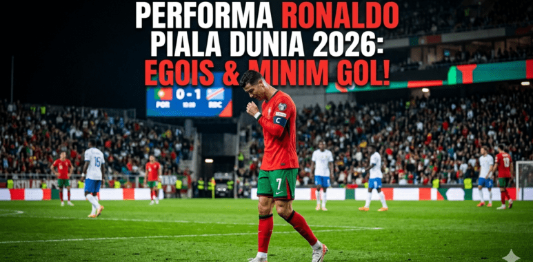 Cristiano Ronaldo tertunduk lesu di lapangan setelah gagal mencetak gol untuk Portugal di laga pembuka Piala Dunia 2026