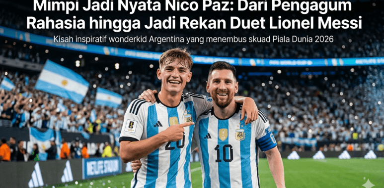 Nico Paz merayakan gol dengan senyuman lebar saat mengenakan seragam kebanggaan tim nasional Argentina