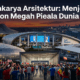 Kemegahan eksterior stadion modern dengan lampu megah yang bersiap menyambut turnamen Piala Dunia 2026.