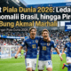 Ekspresi kegembiraan para pemain tim nasional Jepang saat merayakan gol kemenangan di babak fase grup.