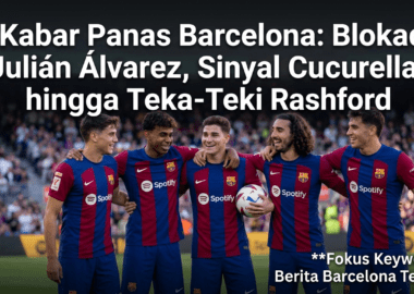 Para pemain muda Barcelona merayakan gol di lapangan, menunjukkan atmosfer positif di dalam skuad.