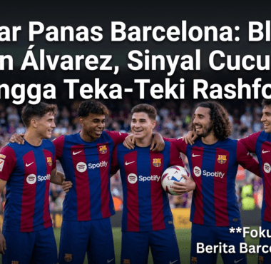 Para pemain muda Barcelona merayakan gol di lapangan, menunjukkan atmosfer positif di dalam skuad.