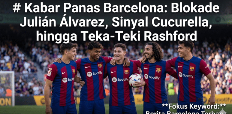 Para pemain muda Barcelona merayakan gol di lapangan, menunjukkan atmosfer positif di dalam skuad.