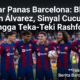 Para pemain muda Barcelona merayakan gol di lapangan, menunjukkan atmosfer positif di dalam skuad.