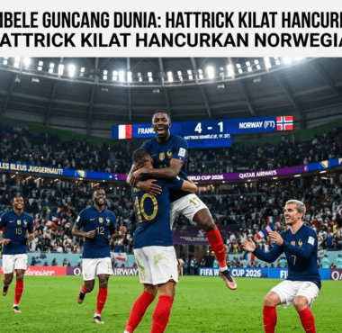 Ousmane Dembele merayakan pencapaian hattrick bersama rekan setimnya di Timnas Prancis pada laga fase grup Piala Dunia 2026.