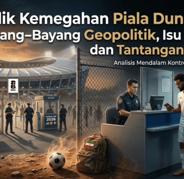 Gerbang pemeriksaan paspor dan imigrasi di bandara internasional dengan latar belakang paspor dari berbagai negara.