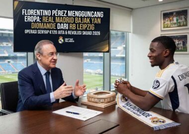 Presiden Real Madrid Florentino Pérez memimpin operasi senyap membajak Yan Diomande dari RB Leipzig di bursa transfer 2026.