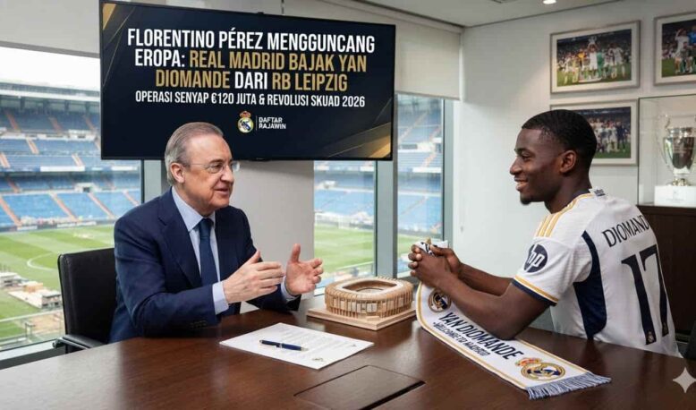Presiden Real Madrid Florentino Pérez memimpin operasi senyap membajak Yan Diomande dari RB Leipzig di bursa transfer 2026.