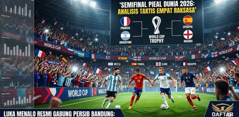 Empat tim raksasa Prancis, Spanyol, Argentina, dan Inggris bersiap melakoni laga hidup mati di babak semifinal Piala Dunia 2026.
