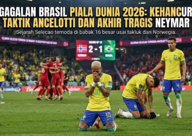 Ekspresi kecewa para pemain timnas Brasil setelah peluit panjang babak 16 besar melawan Norwegia dibunyikan