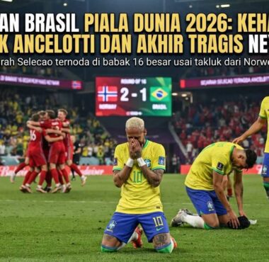 Ekspresi kecewa para pemain timnas Brasil setelah peluit panjang babak 16 besar melawan Norwegia dibunyikan