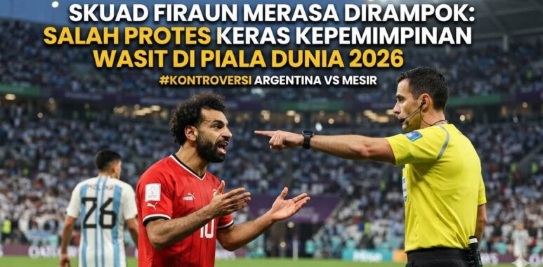 Ekspresi protes Mohamed Salah kepada wasit Francois Letexier dalam laga babak 16 besar Piala Dunia 2026