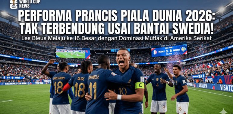 Skuad Timnas Prancis merayakan kemenangan telak atas Swedia di babak knockout Piala Dunia 2026.
