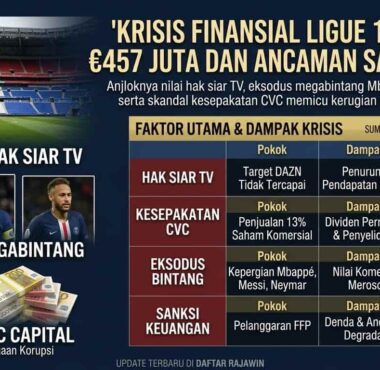 Kondisi krisis finansial Ligue 1 yang membayangi klub-klub besar Liga Prancis akibat anjloknya nilai hak siar TV dan skandal CVC.