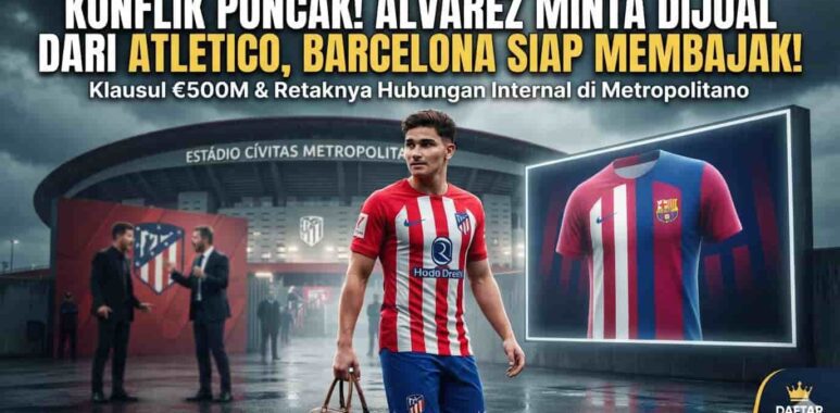 Penyerang Argentina Julian Alvarez yang meminta transfer dari Atletico Madrid ke FC Barcelona