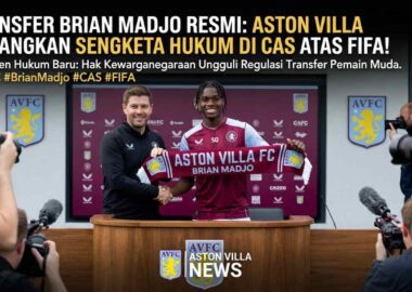 Brian Madjo saat meresmikan kepindahannya ke Aston Villa usai kemenangan gugatan di CAS