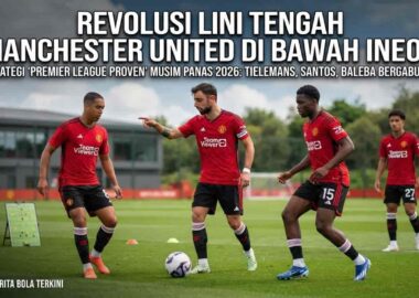 Jajaran pemain baru Manchester United di lini tengah saat melakoni sesi latihan bersama tim