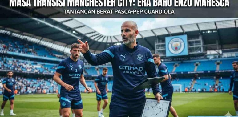 Manajer anyar Manchester City Enzo Maresca saat memberikan instruksi kepada para pemain di pinggir lapangan