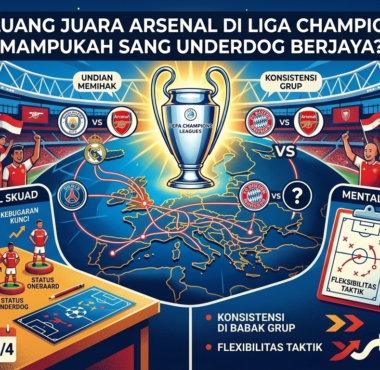 Skuad pemain Arsenal merayakan kemenangan di lapangan hijau sebagai simbol semangat juang menuju juara Liga Champions