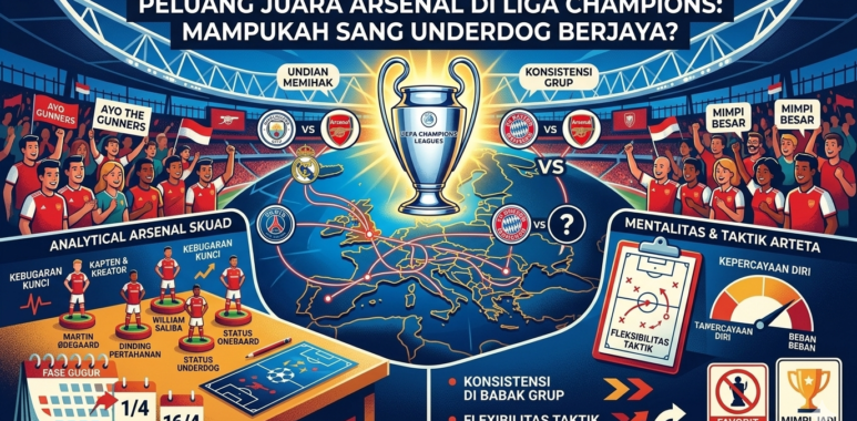 Skuad pemain Arsenal merayakan kemenangan di lapangan hijau sebagai simbol semangat juang menuju juara Liga Champions