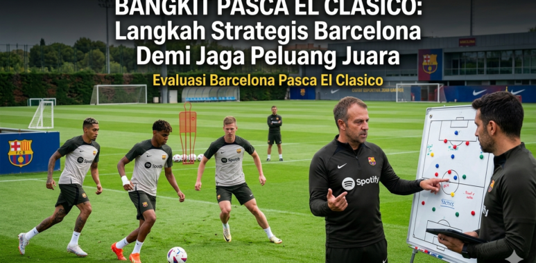 Sesi diskusi taktis Hansi Flick bersama tim pelatih Barcelona di fasilitas latihan Ciutat Esportiva Joan Gamper