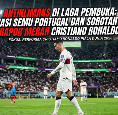 Ekspresi lesu Cristiano Ronaldo saat berjalan di lapangan setelah Portugal ditahan imbang 1-1 oleh Kongo di laga pembuka.
