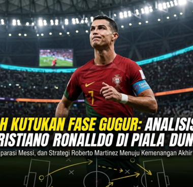 Ekspresi serius Cristiano Ronaldo saat berusaha menembus kawalan ketat bek lawan dalam pertandingan fase gugur Piala Dunia