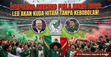 Suporter timnas Meksiko bersorak merayakan kemenangan di Stadion Azteca pada putaran final Piala Dunia 2026