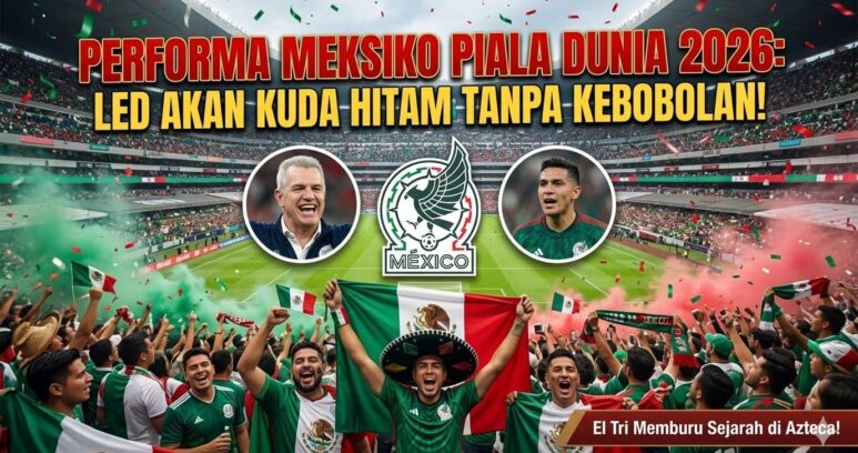 Suporter timnas Meksiko bersorak merayakan kemenangan di Stadion Azteca pada putaran final Piala Dunia 2026