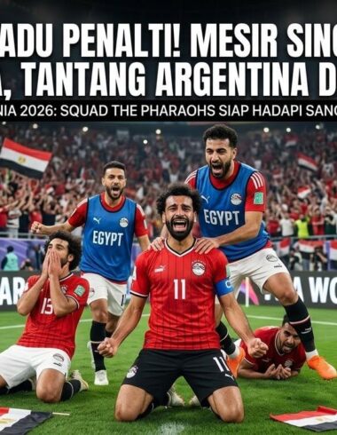 Selebrasi emosional para pemain Timnas Mesir setelah memastikan kemenangan dramatis atas Australia di Piala Dunia 2026.