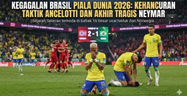 Ekspresi kecewa para pemain timnas Brasil setelah peluit panjang babak 16 besar melawan Norwegia dibunyikan