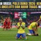 Ekspresi kecewa para pemain timnas Brasil setelah peluit panjang babak 16 besar melawan Norwegia dibunyikan