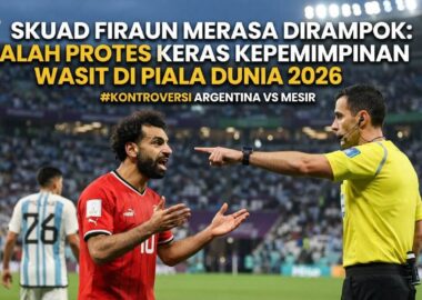 Ekspresi protes Mohamed Salah kepada wasit Francois Letexier dalam laga babak 16 besar Piala Dunia 2026