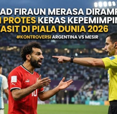 Ekspresi protes Mohamed Salah kepada wasit Francois Letexier dalam laga babak 16 besar Piala Dunia 2026
